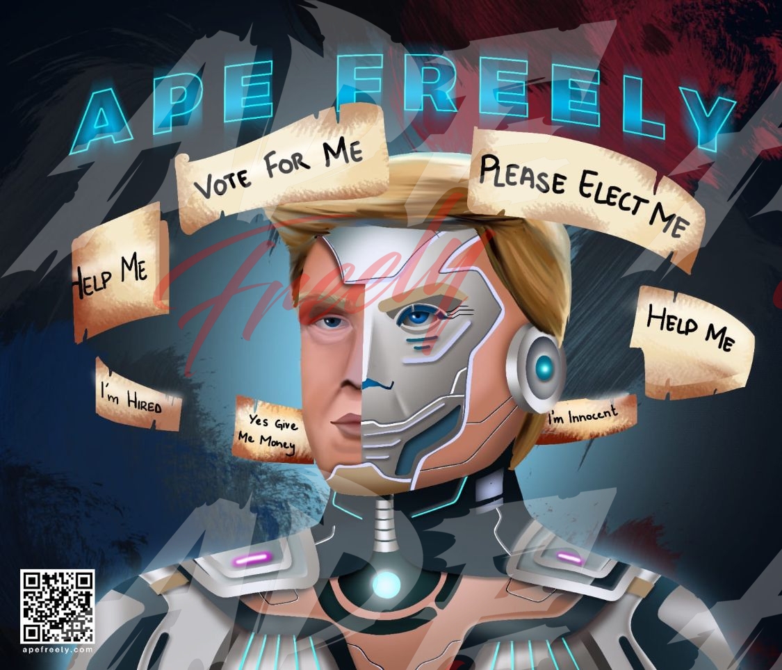 AI TRUMP 2024 ROBOT AGE FUTURE BY APE FREELY NFTS CRYPTO